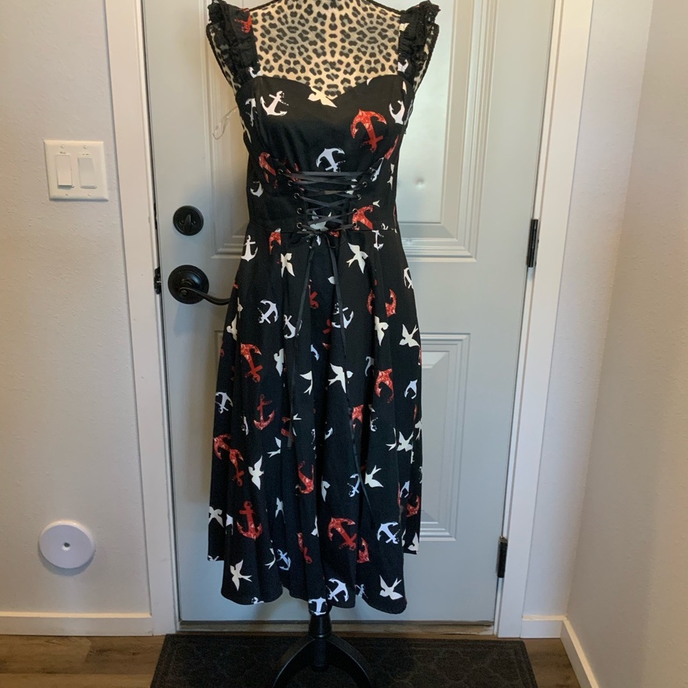 Retro pin-up rockabilly gothic swing cosplay alternative party lace strap dress